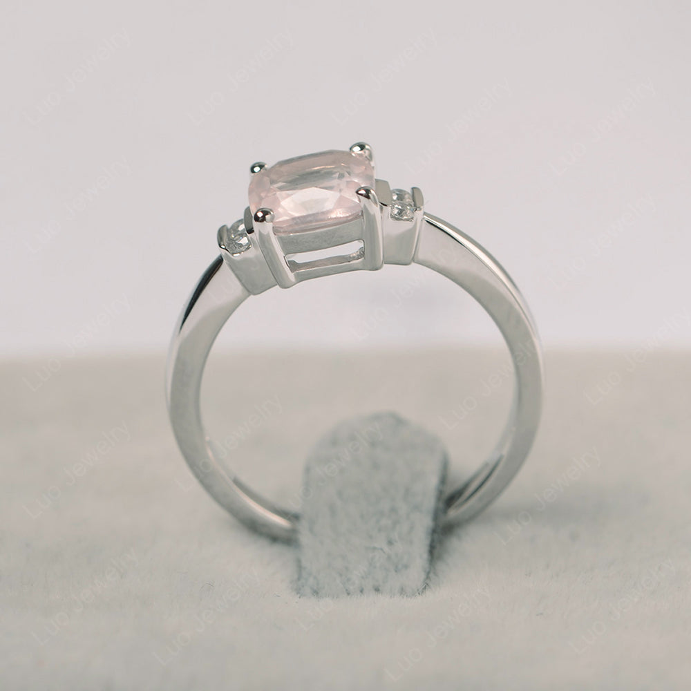 Rose Quartz Cushion Cut Engagement Ring - LUO Jewelry