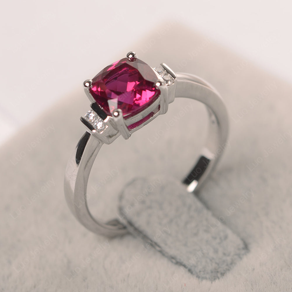 Ruby Cushion Cut Engagement Ring - LUO Jewelry