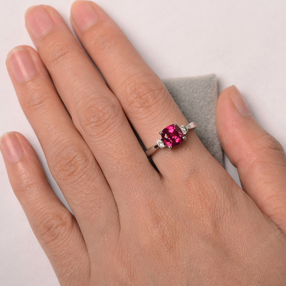 Ruby Cushion Cut Engagement Ring - LUO Jewelry