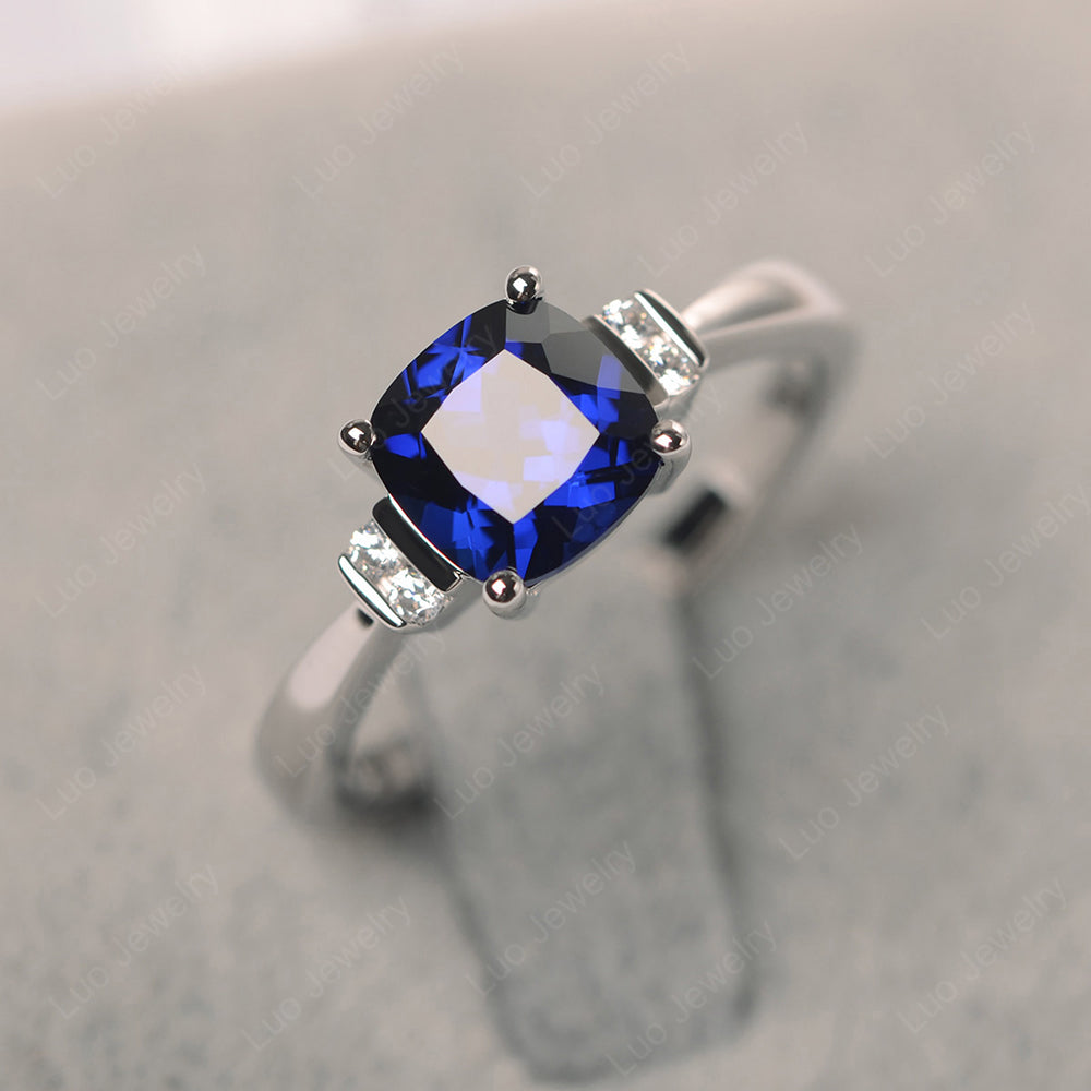 Lab Sapphire Cushion Cut Engagement Ring - LUO Jewelry
