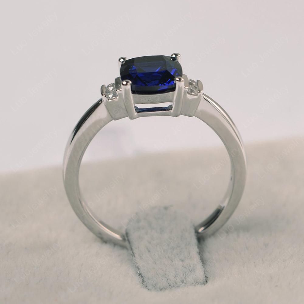 Lab Sapphire Cushion Cut Engagement Ring - LUO Jewelry