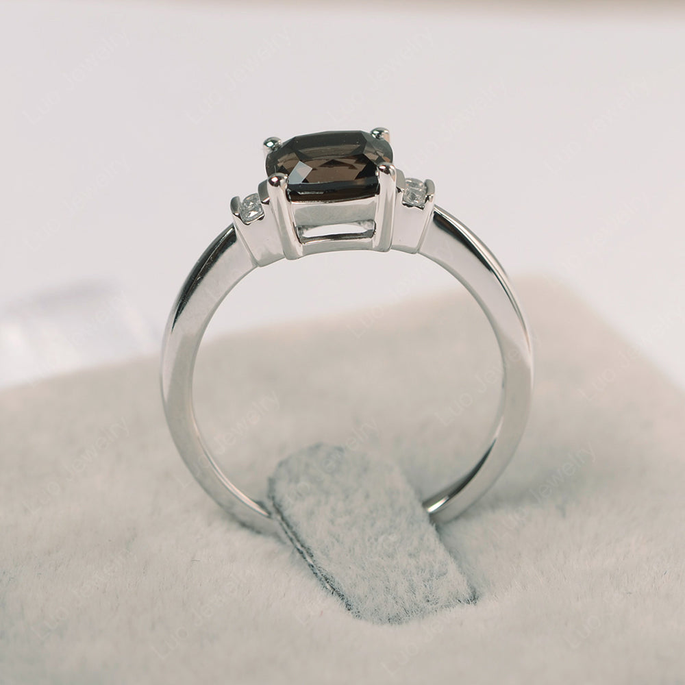 Smoky Quartz  Cushion Cut Engagement Ring - LUO Jewelry