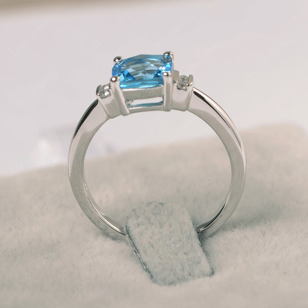 Swiss Blue Topaz Cushion Cut Engagement Ring - LUO Jewelry