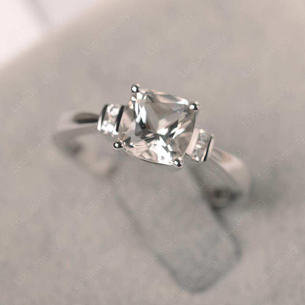 White Topaz Cushion Cut Engagement Ring - LUO Jewelry