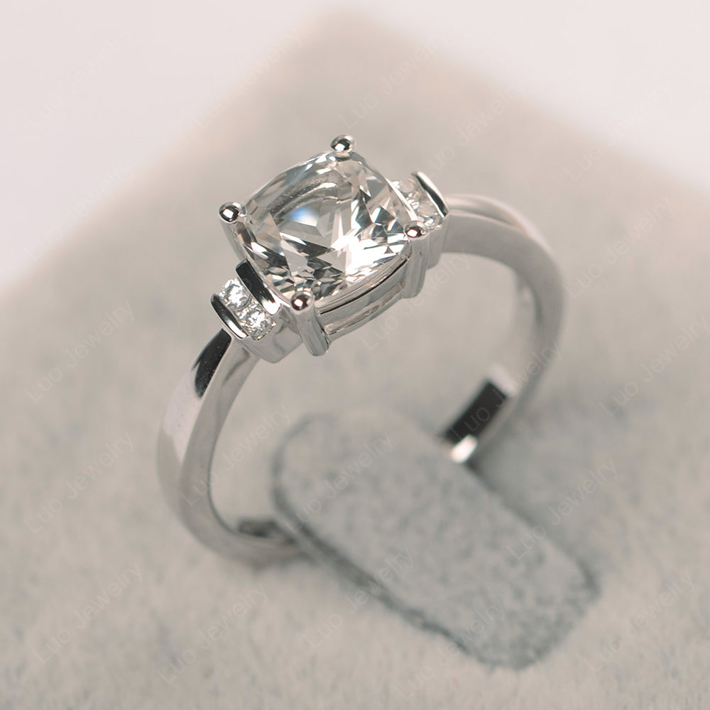 White Topaz Cushion Cut Engagement Ring - LUO Jewelry