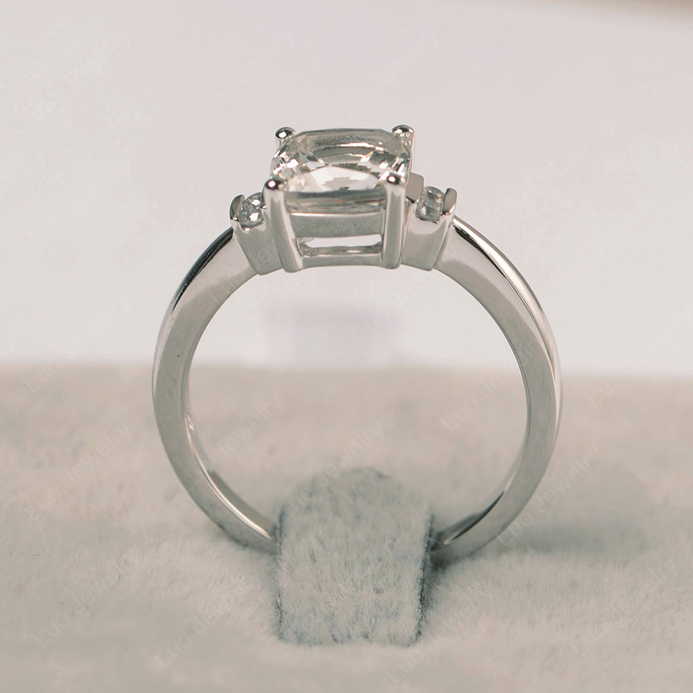 White Topaz Cushion Cut Engagement Ring - LUO Jewelry