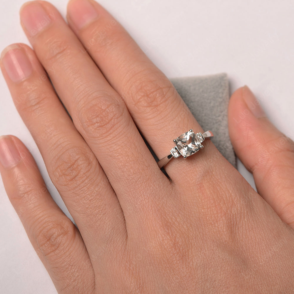 White Topaz Cushion Cut Engagement Ring - LUO Jewelry