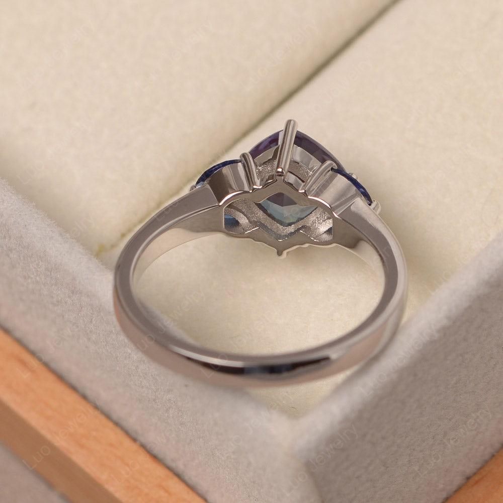 Alexandrite Kite Set Cushion Cut Engagement Ring - LUO Jewelry