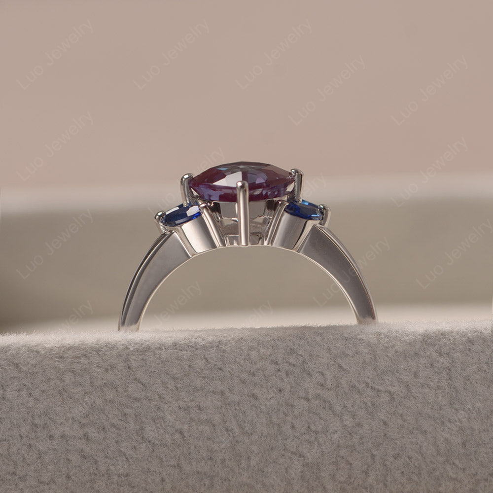 Alexandrite Kite Set Cushion Cut Engagement Ring - LUO Jewelry
