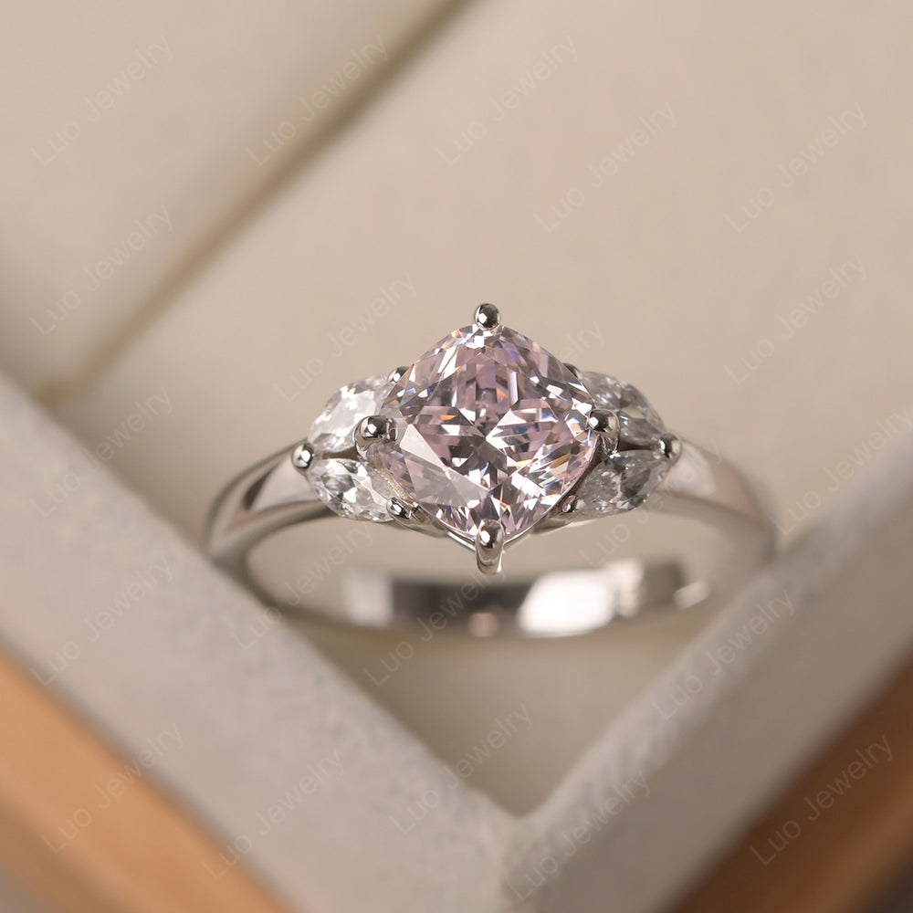 Cubic Zirconia Kite Set Cushion Cut Engagement Ring - LUO Jewelry
