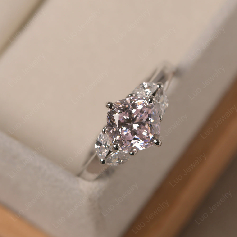Cubic Zirconia Kite Set Cushion Cut Engagement Ring - LUO Jewelry