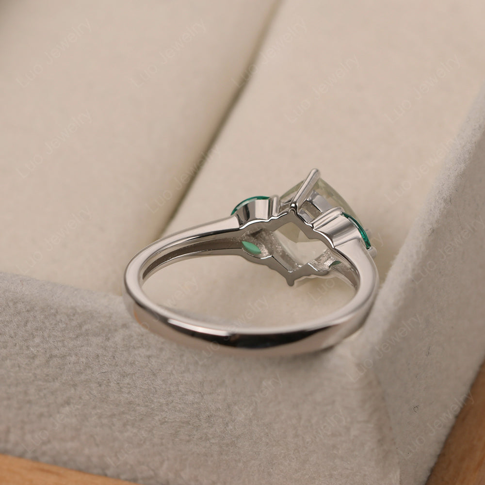 Green Amethyst Kite Set Cushion Cut Engagement Ring - LUO Jewelry