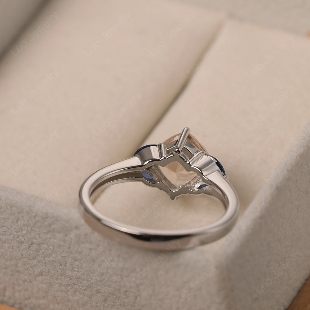 Morganite Kite Set Cushion Cut Engagement Ring - LUO Jewelry