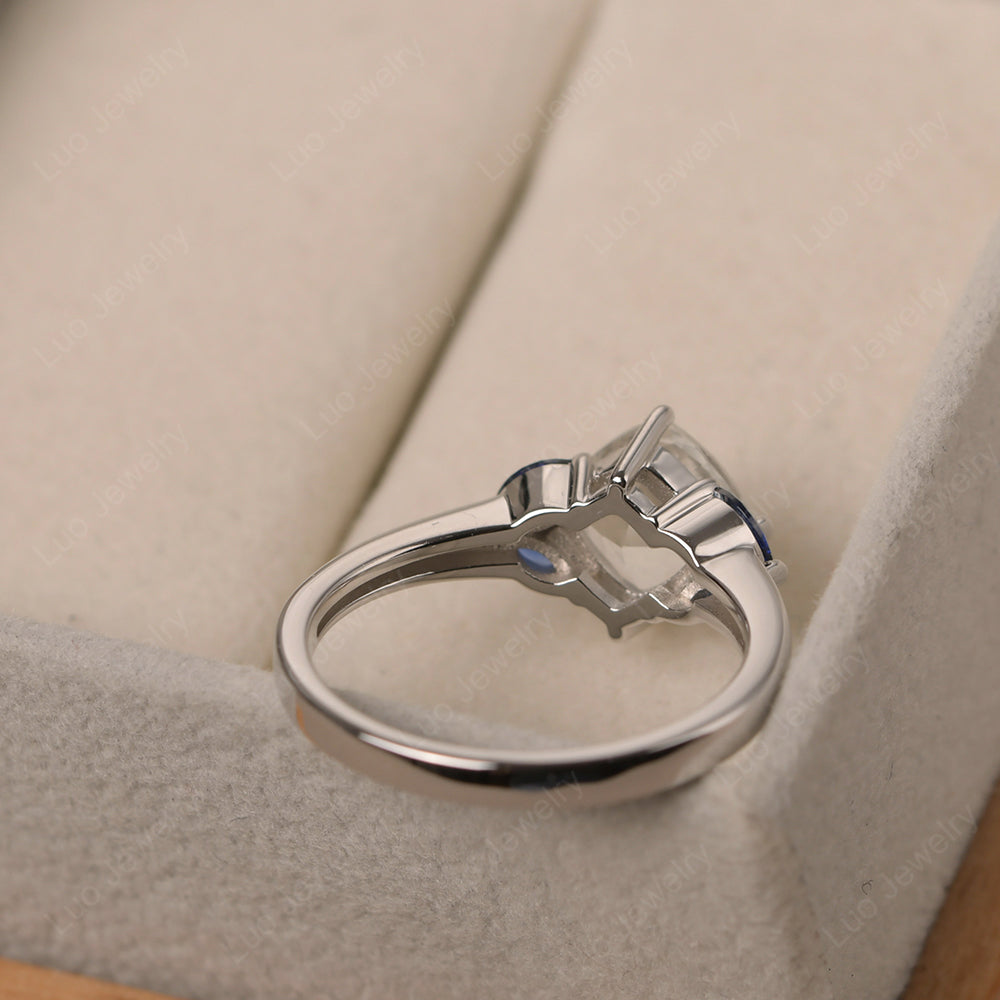 White Topaz Kite Set Cushion Cut Engagement Ring - LUO Jewelry