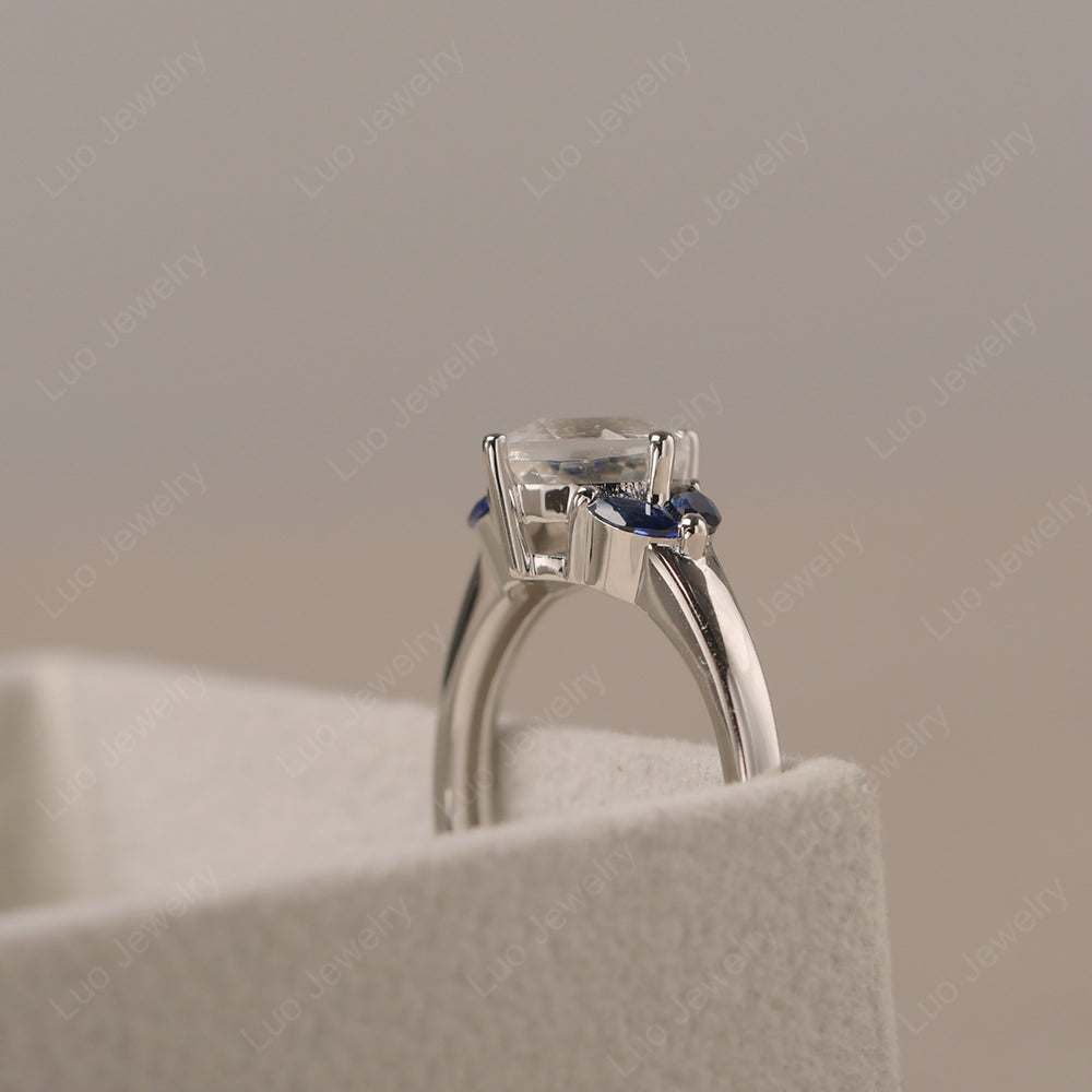 White Topaz Kite Set Cushion Cut Engagement Ring - LUO Jewelry