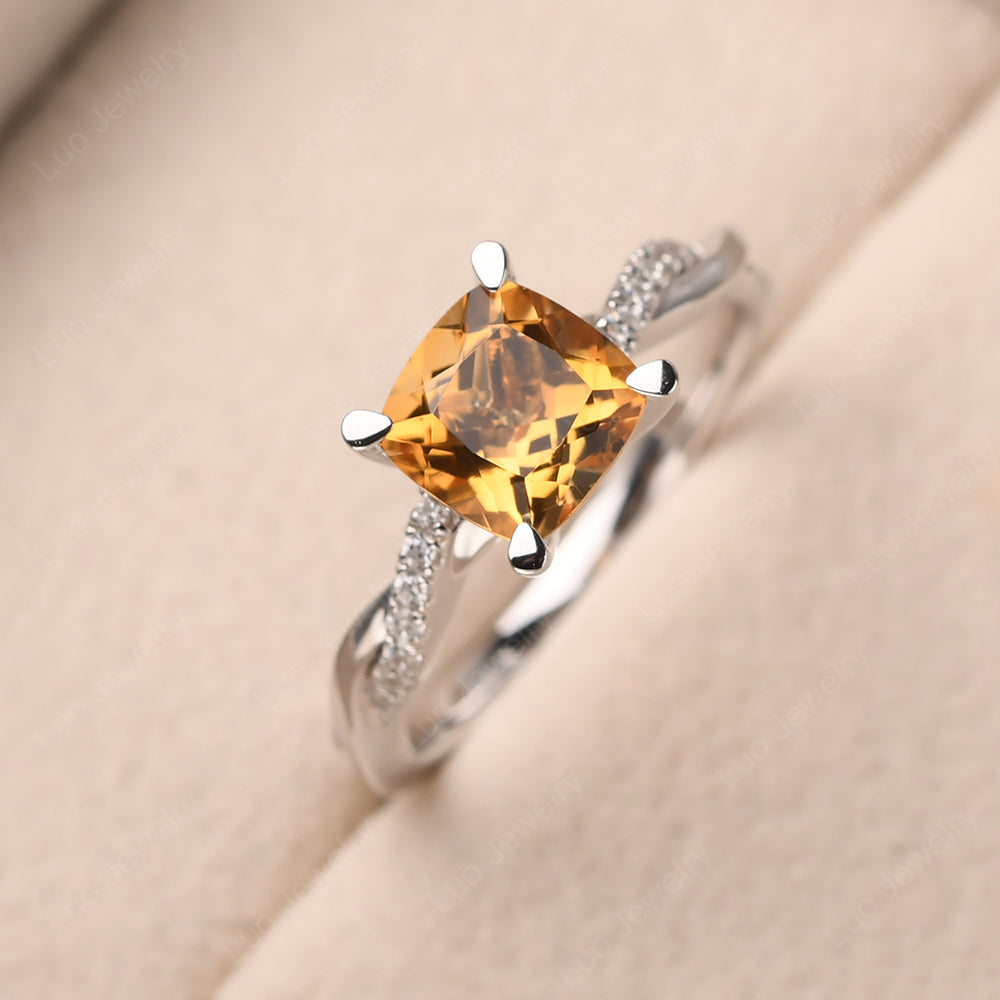 Cushion Cut Citrine Twist Engagement Rings - LUO Jewelry