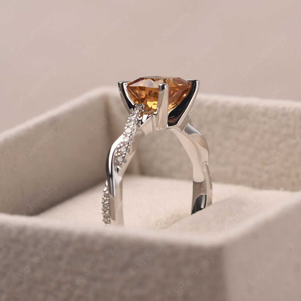 Cushion Cut Citrine Twist Engagement Rings - LUO Jewelry