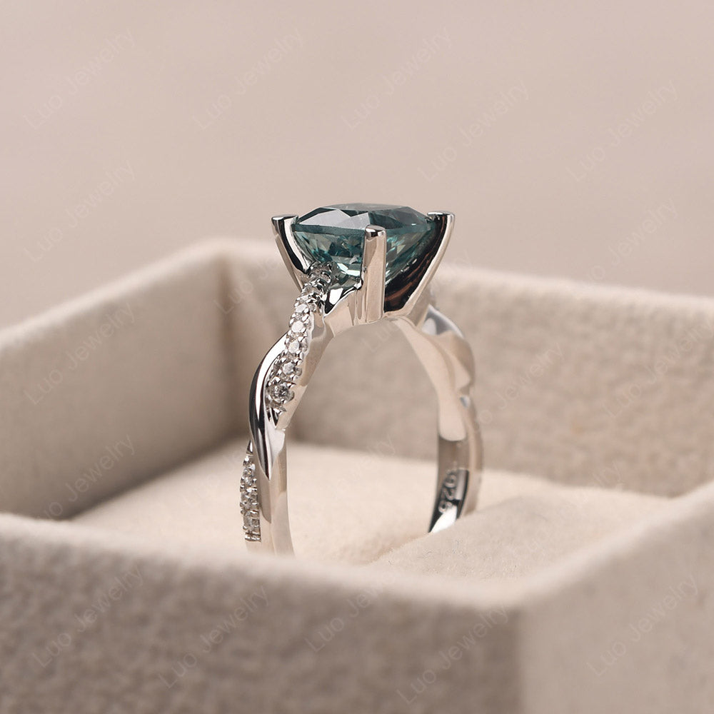 Cushion Cut Green Sapphire Twist Engagement Rings - LUO Jewelry