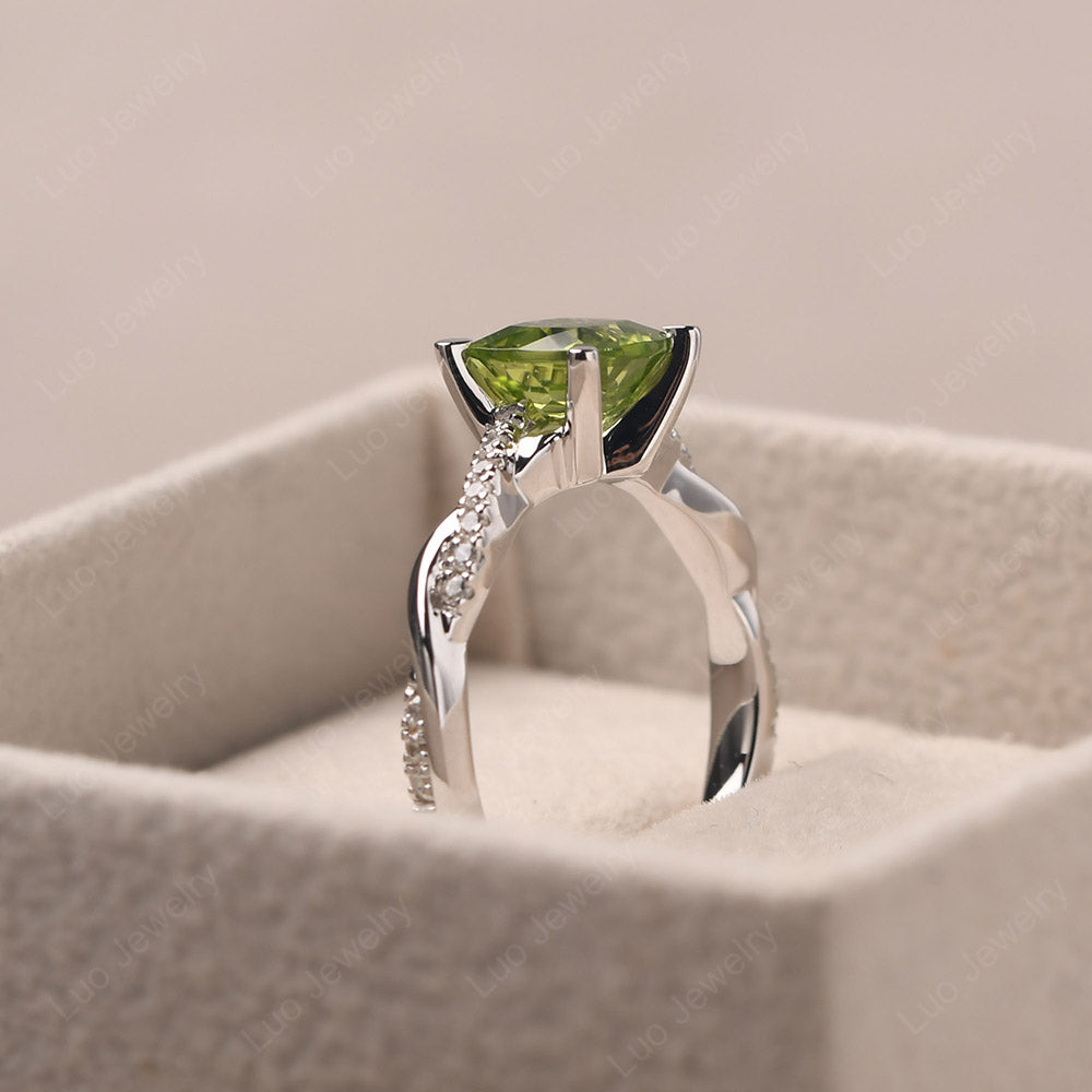 Cushion Cut Peridot Twist Engagement Rings - LUO Jewelry