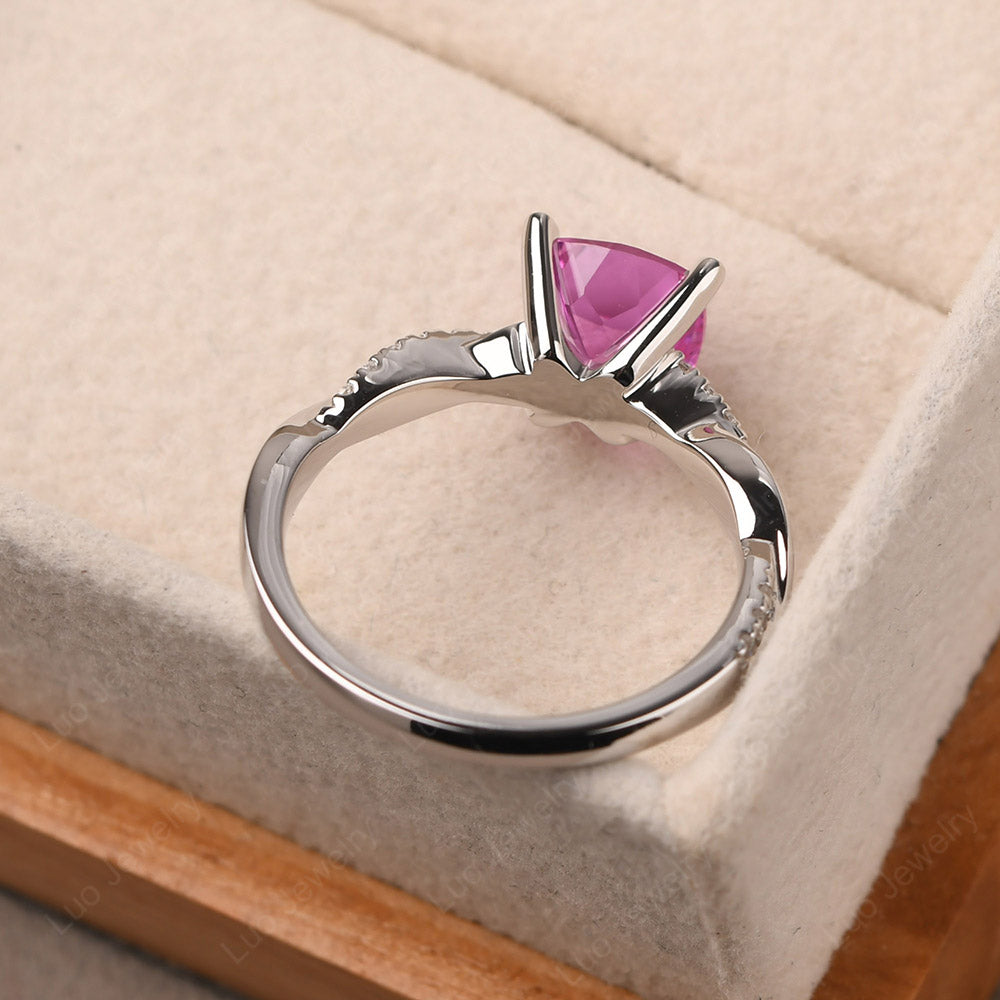 Cushion Cut Pink Sapphire Twist Engagement Rings - LUO Jewelry
