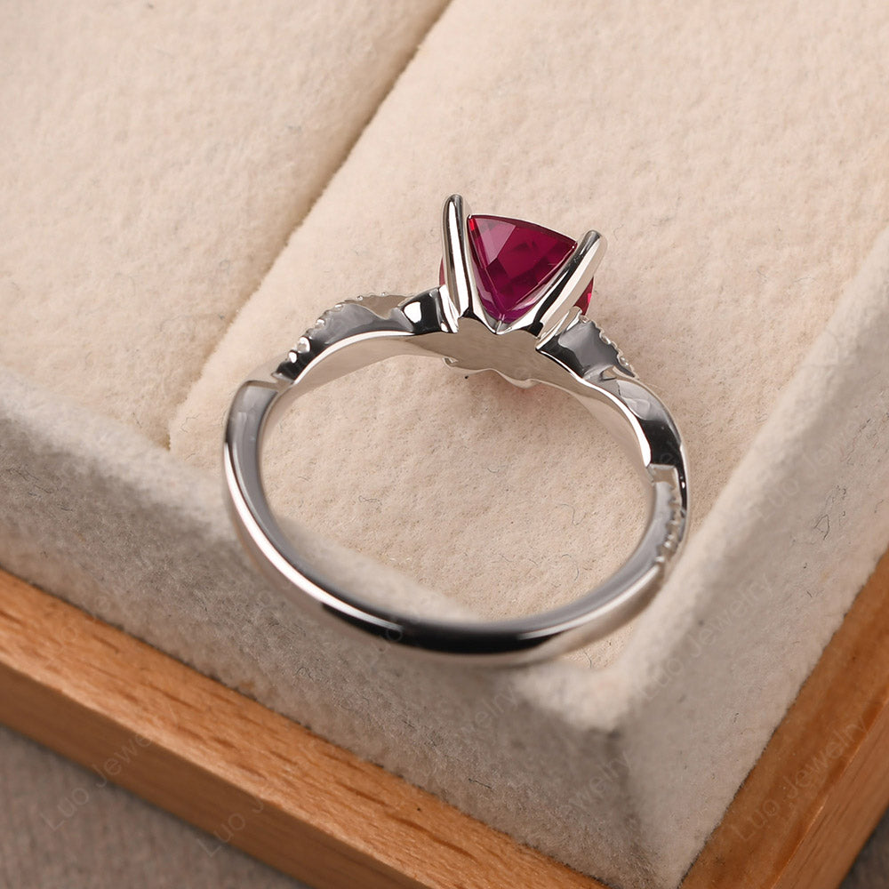 Cushion Cut Ruby Twist Engagement Rings - LUO Jewelry