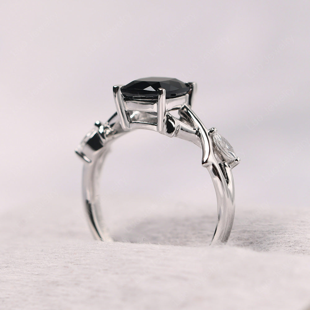 Cushion Cut Black Spinel Ring - LUO Jewelry
