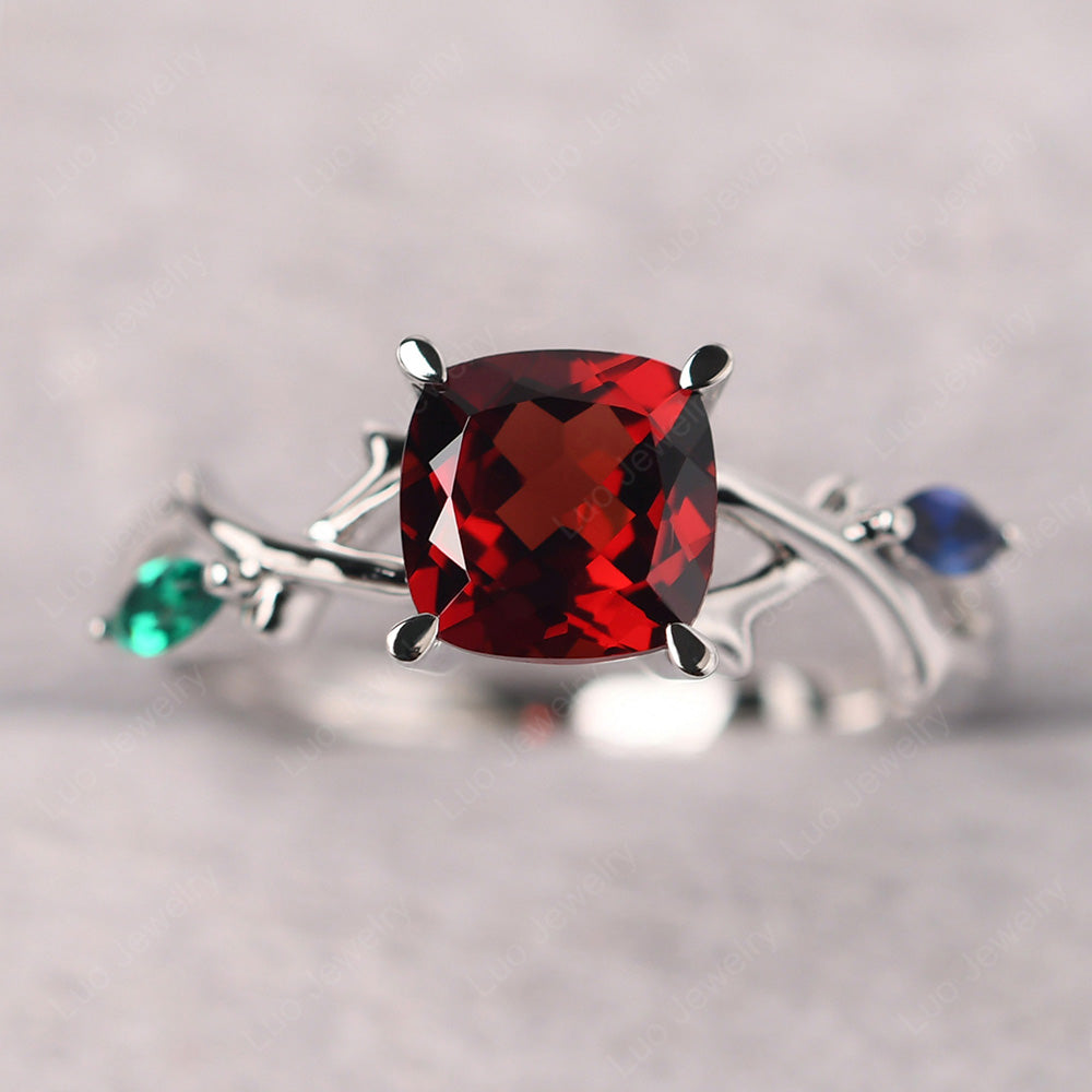 Cushion Cut Garnet Ring - LUO Jewelry