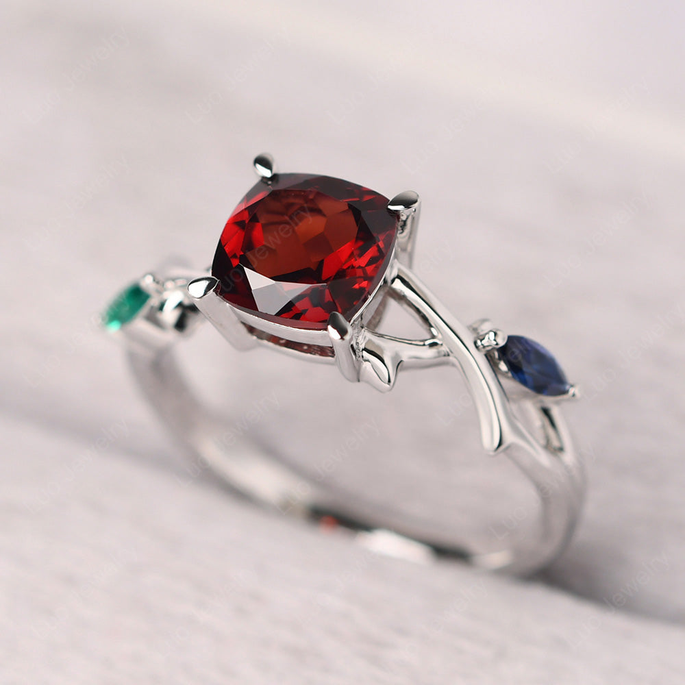 Cushion Cut Garnet Ring - LUO Jewelry