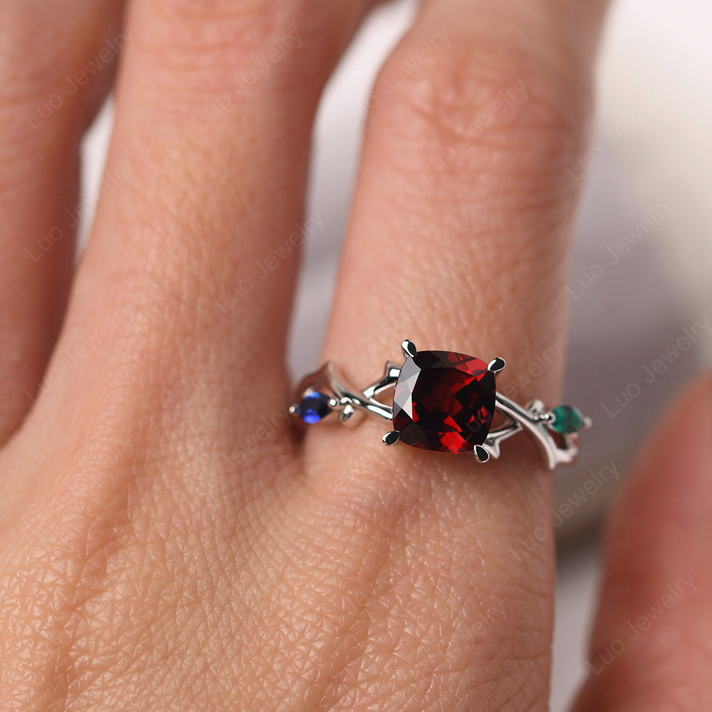 Cushion Cut Garnet Ring - LUO Jewelry