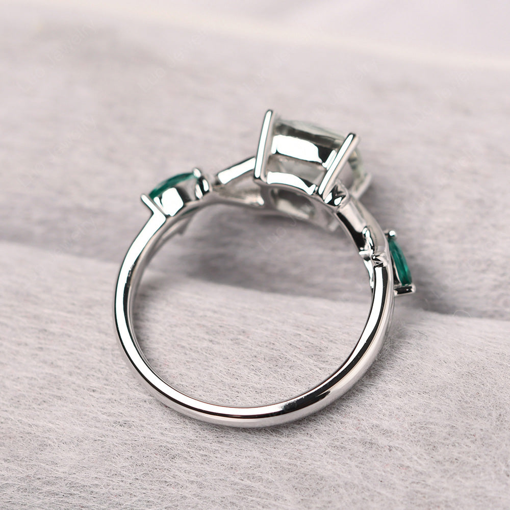 Cushion Cut Green Amethyst Ring - LUO Jewelry