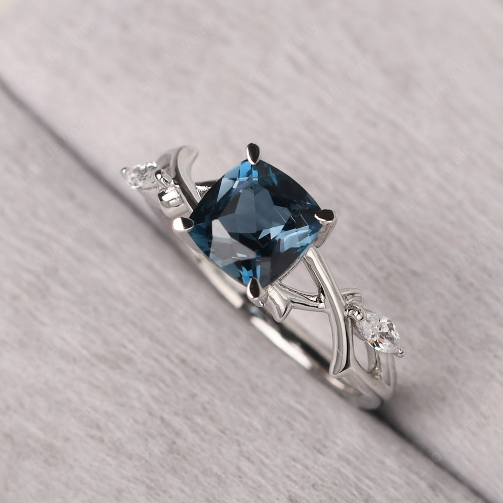 Cushion Cut London Blue Topaz Ring - LUO Jewelry