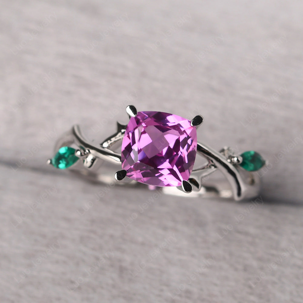 Cushion Cut Pink Sapphire Ring - LUO Jewelry