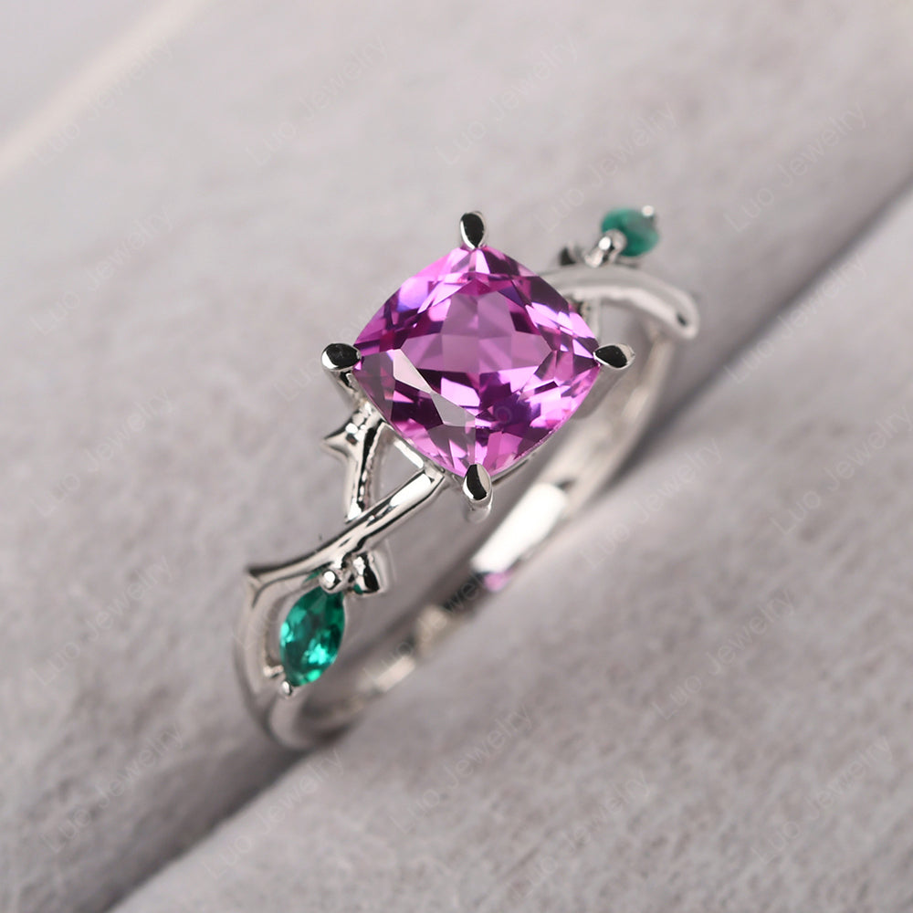 Cushion Cut Pink Sapphire Ring - LUO Jewelry