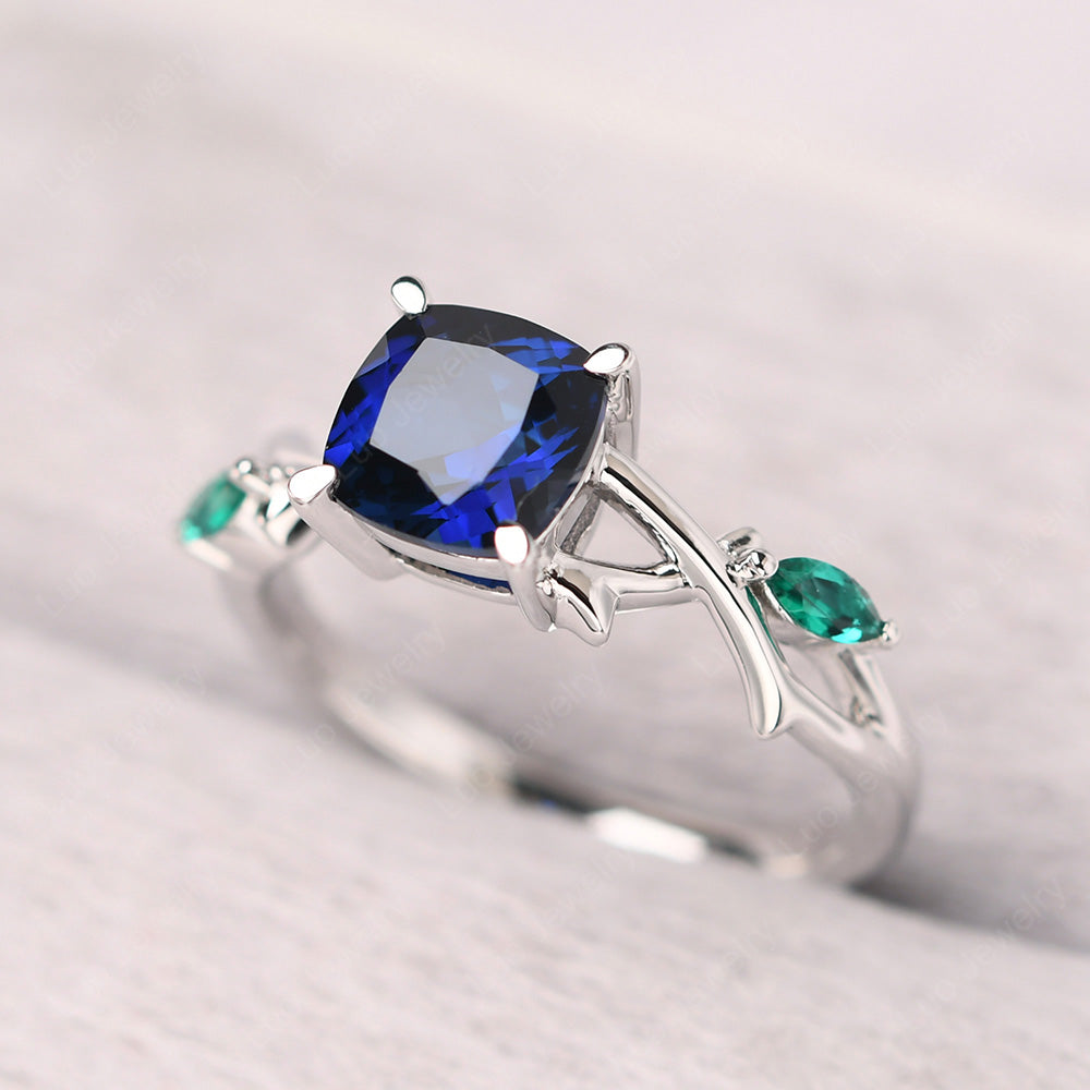 Cushion Cut Lab Sapphire Ring - LUO Jewelry