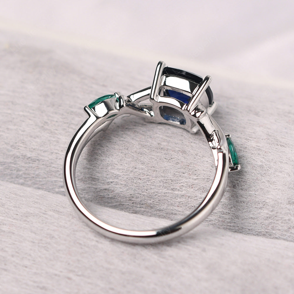 Cushion Cut Lab Sapphire Ring - LUO Jewelry