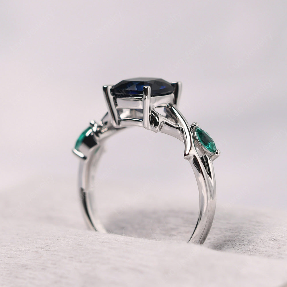 Cushion Cut Lab Sapphire Ring - LUO Jewelry