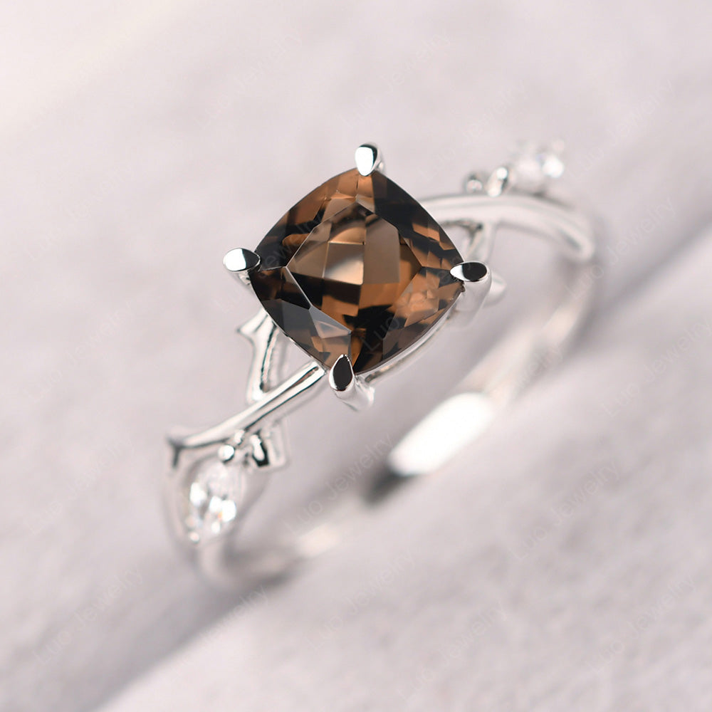 Cushion Cut Smoky Quartz  Ring - LUO Jewelry