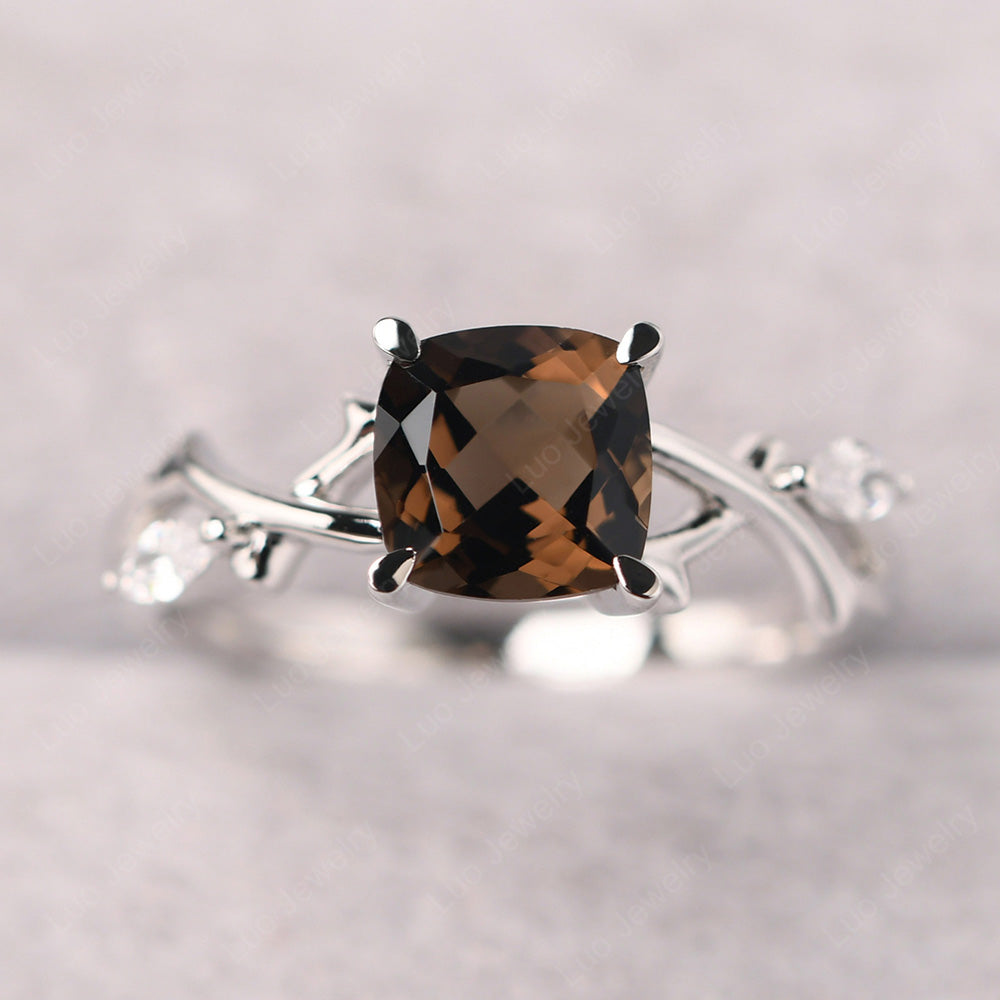 Cushion Cut Smoky Quartz  Ring - LUO Jewelry