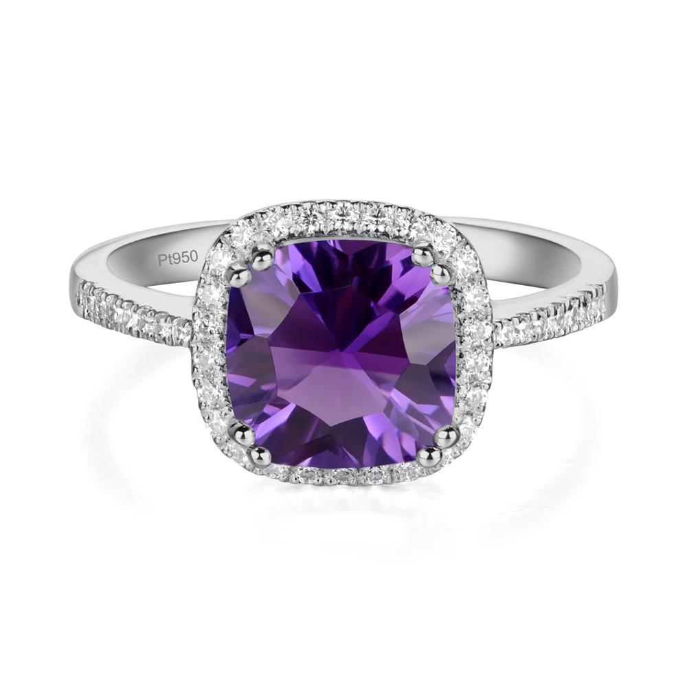 Cushion Amethyst Halo Engagement Ring - LUO Jewelry #metal_platinum