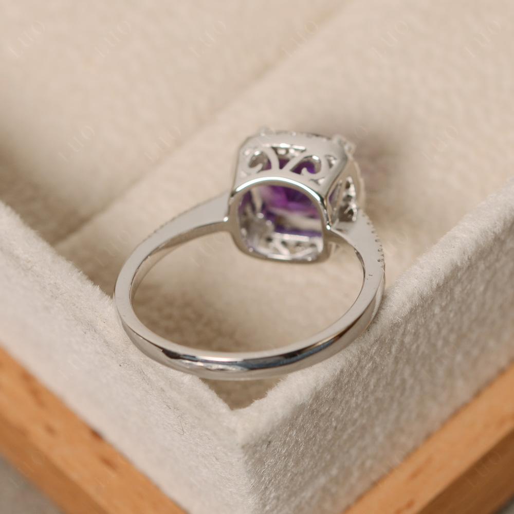 Cushion Cut Amethyst Halo Engagement Ring - LUO Jewelry
