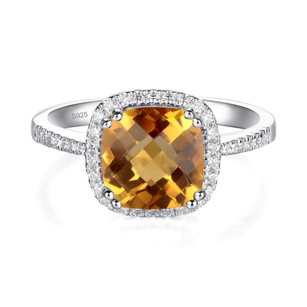 Cushion Citrine Halo Engagement Ring - LUO Jewelry #metal_sterling silver