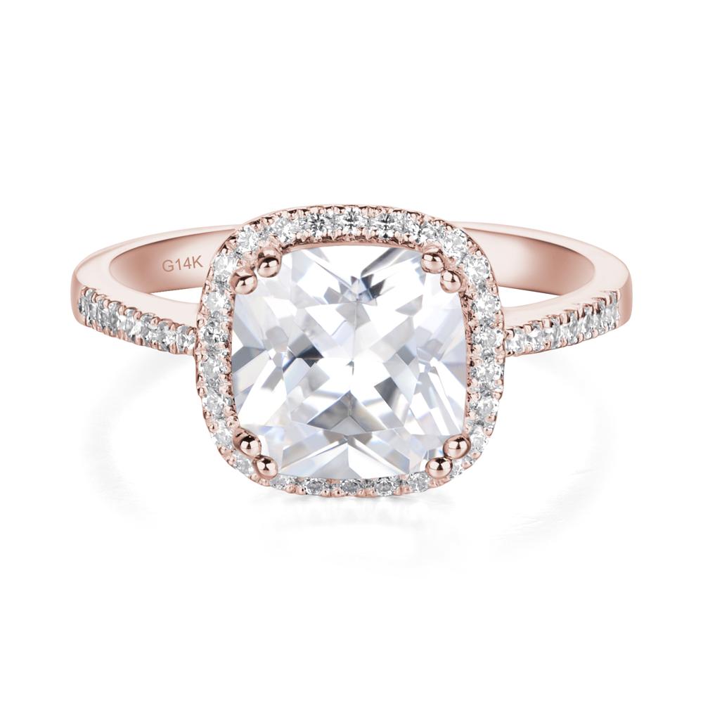 Cushion Cubic Zirconia Halo Engagement Ring - LUO Jewelry #metal_14k rose gold