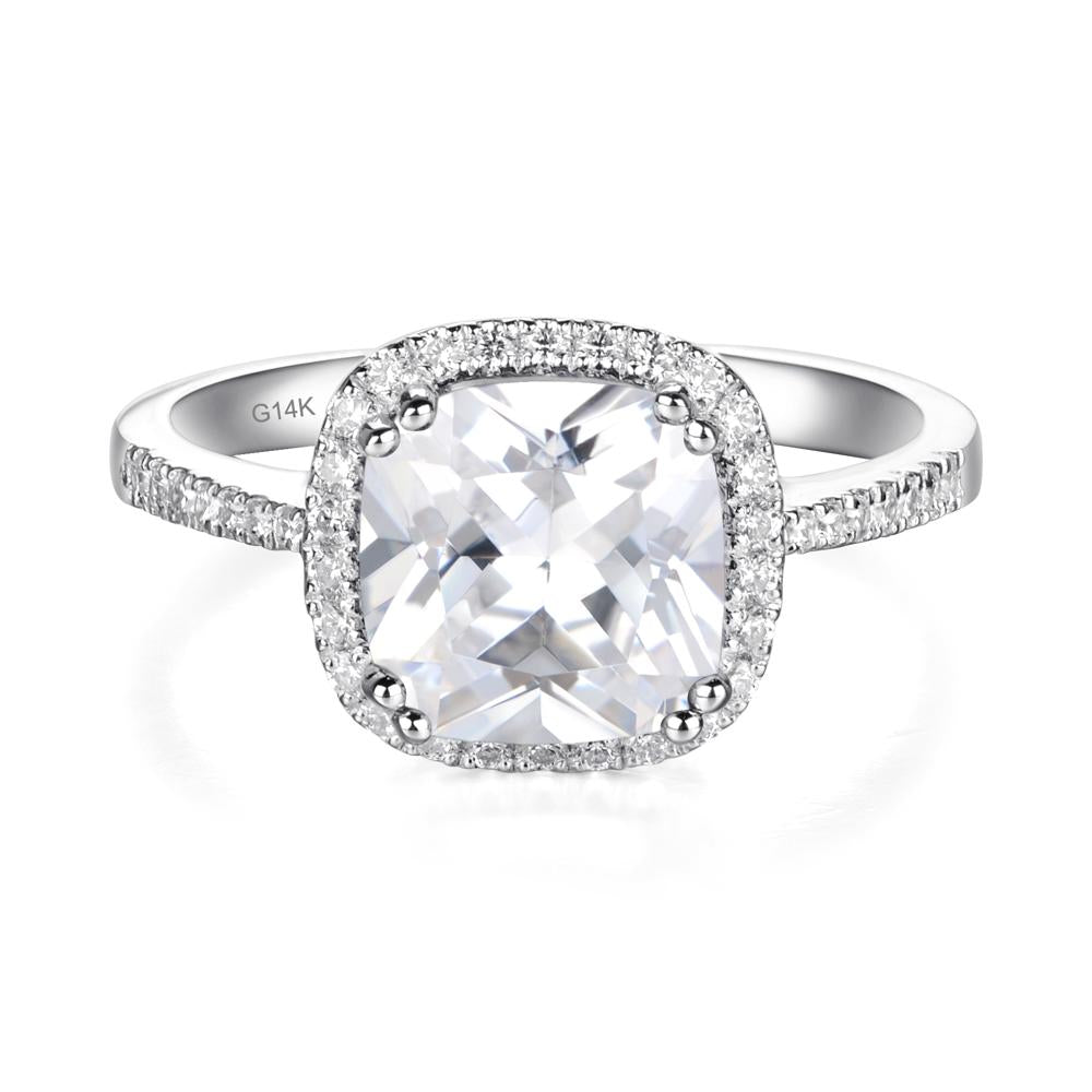 Cushion Cubic Zirconia Halo Engagement Ring - LUO Jewelry #metal_14k white gold