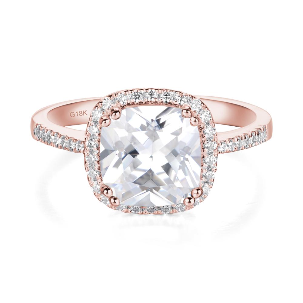 Cushion Cubic Zirconia Halo Engagement Ring - LUO Jewelry #metal_18k rose gold
