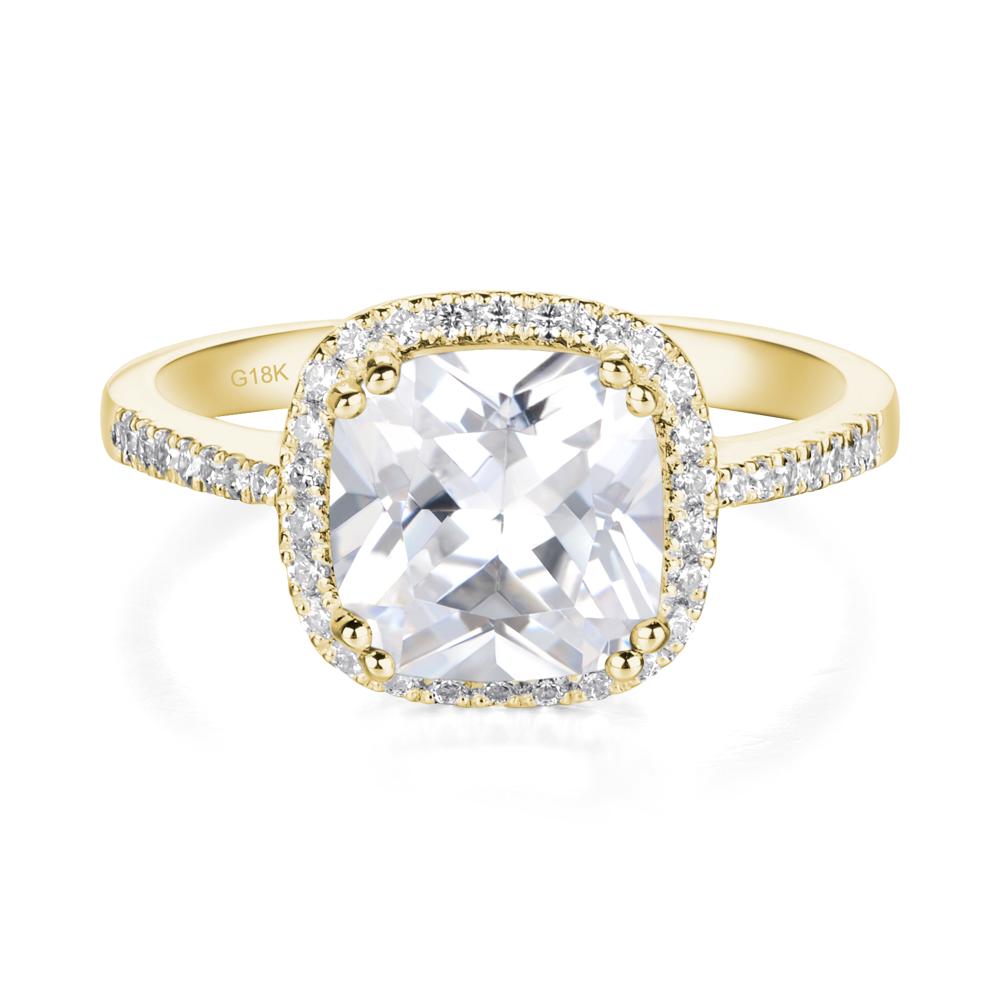 Cushion Cubic Zirconia Halo Engagement Ring - LUO Jewelry #metal_18k yellow gold