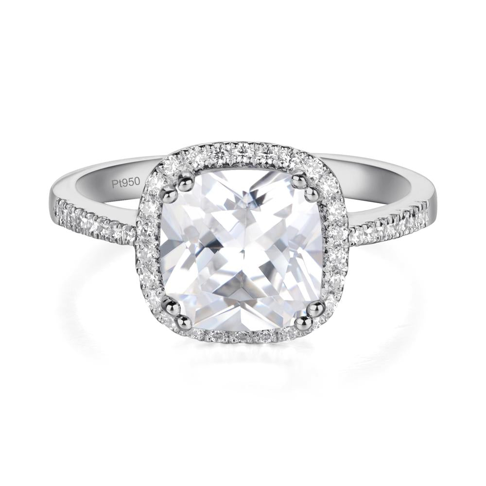 Cushion Cubic Zirconia Halo Engagement Ring - LUO Jewelry #metal_platinum
