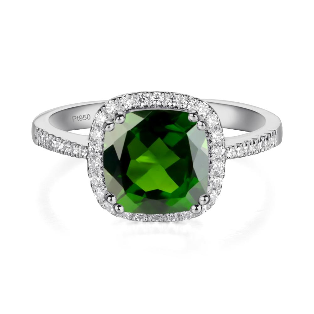 Cushion Diopside Halo Engagement Ring - LUO Jewelry #metal_platinum