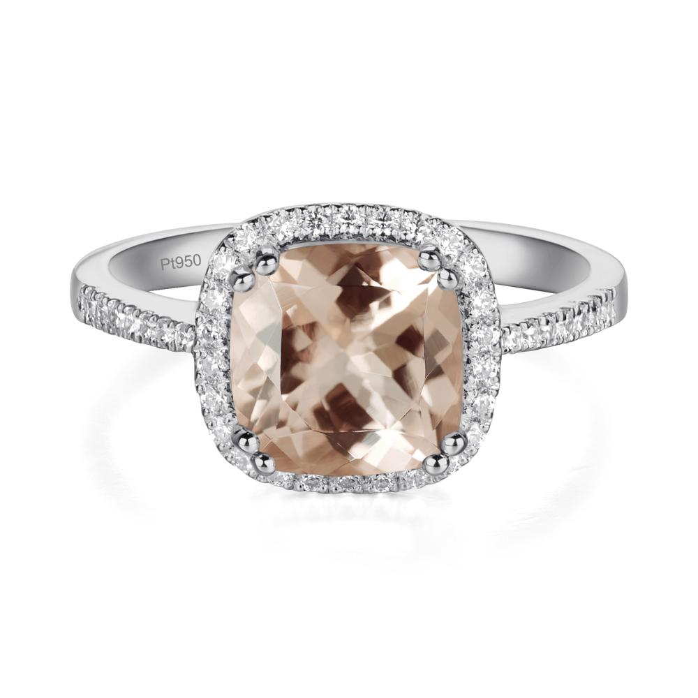 Cushion Morganite Halo Engagement Ring - LUO Jewelry #metal_platinum