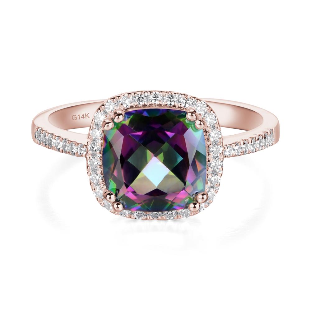 Cushion Mystic Topaz Halo Engagement Ring - LUO Jewelry #metal_14k rose gold