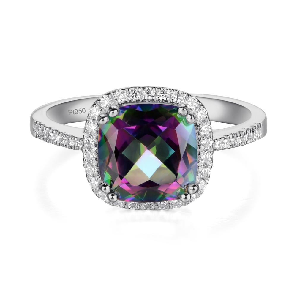 Cushion Mystic Topaz Halo Engagement Ring - LUO Jewelry #metal_platinum